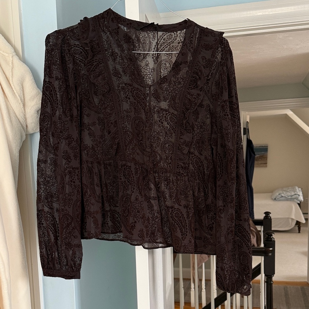 Zara Brown Paisley Blouse